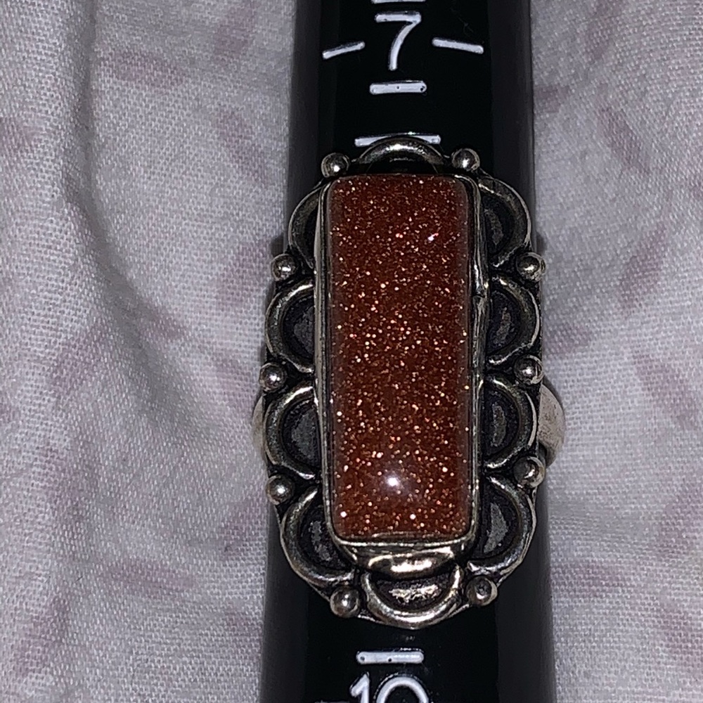 Red Sandstone Sterling Silver Ring Sz 8.5